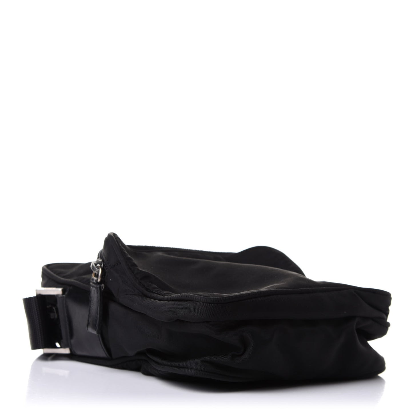 Nylon Flat Messenger Bag Black