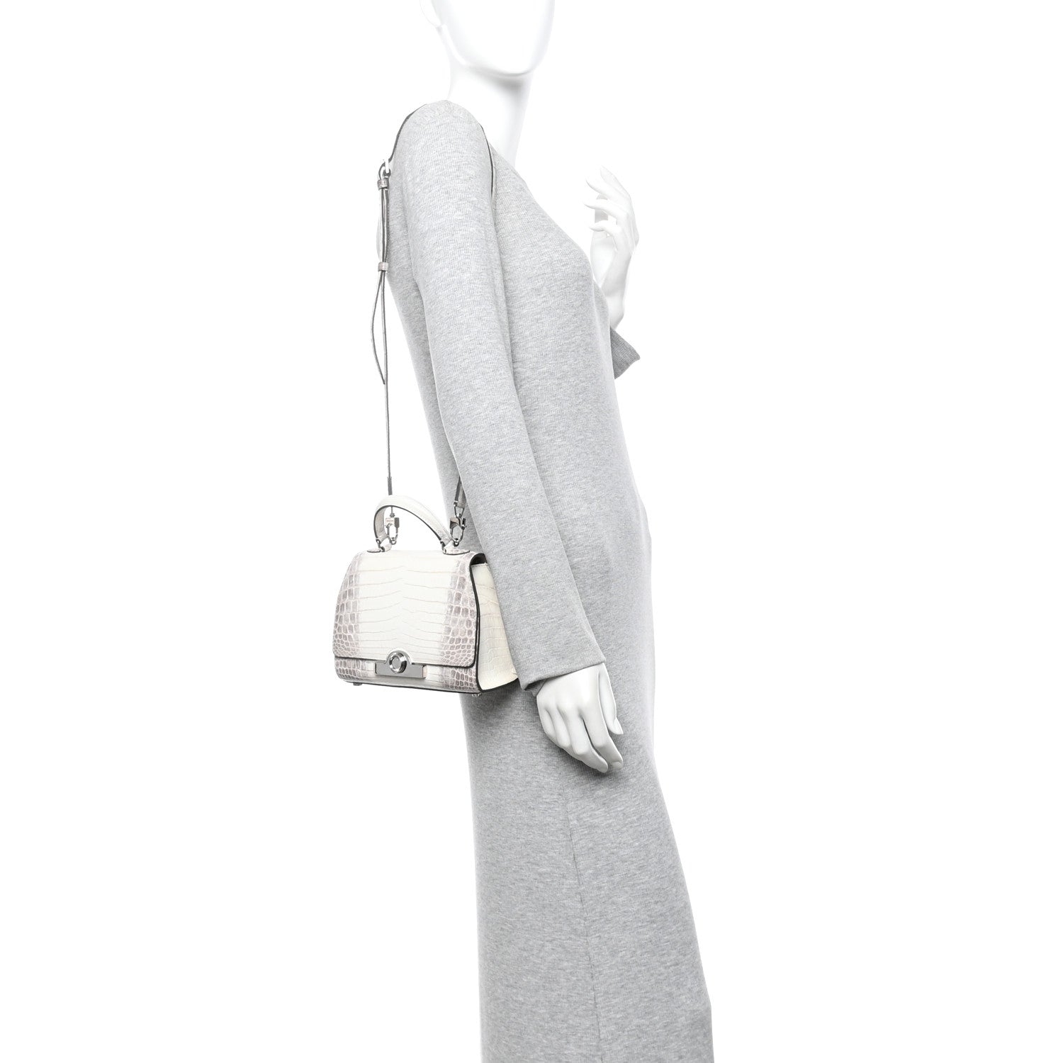 Moynat Niloticus Crocodile Himalaya Rejane BB White 2 of 10