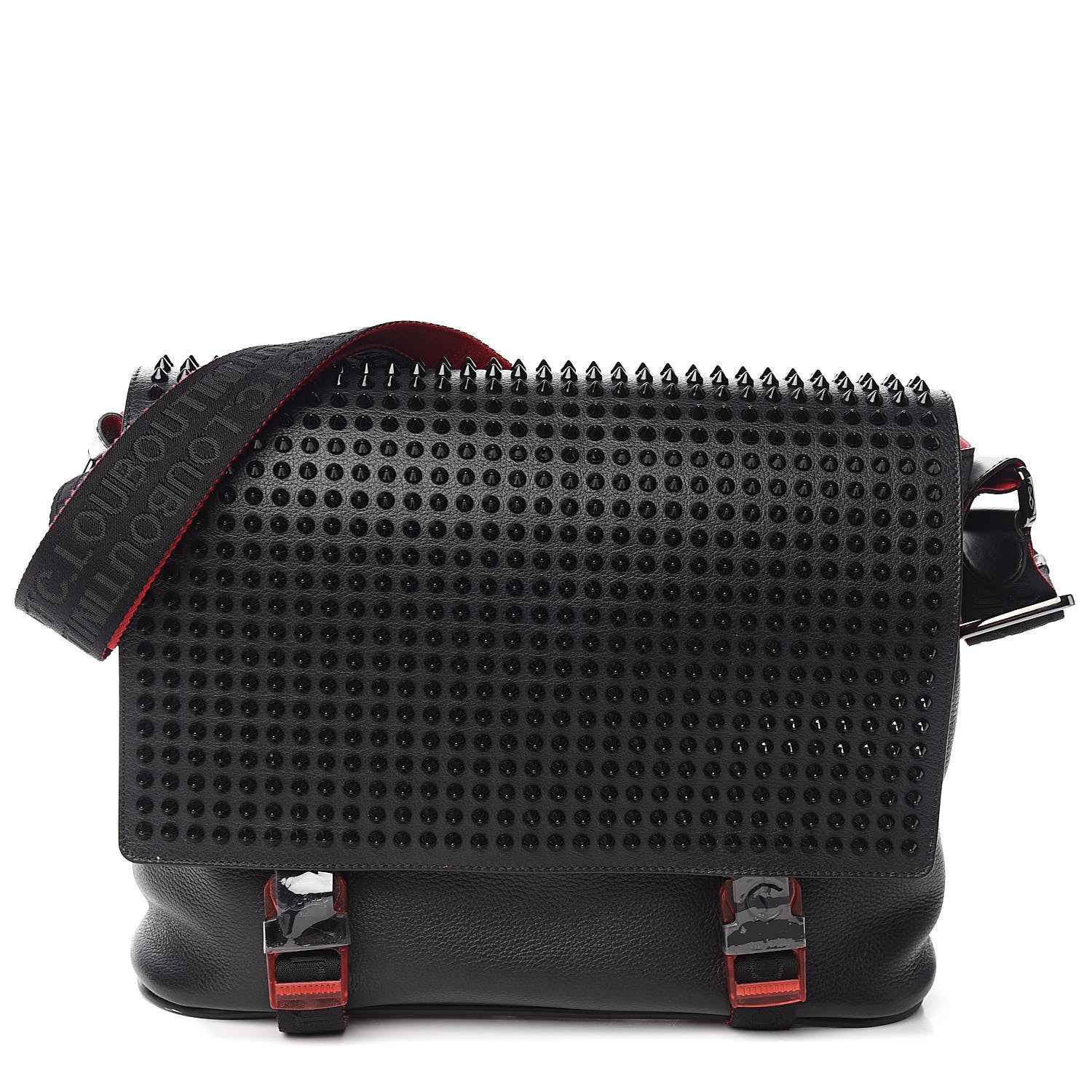 Christian Louboutin Calfskin Spikes Loubiclic Messenger Black 1 of 10