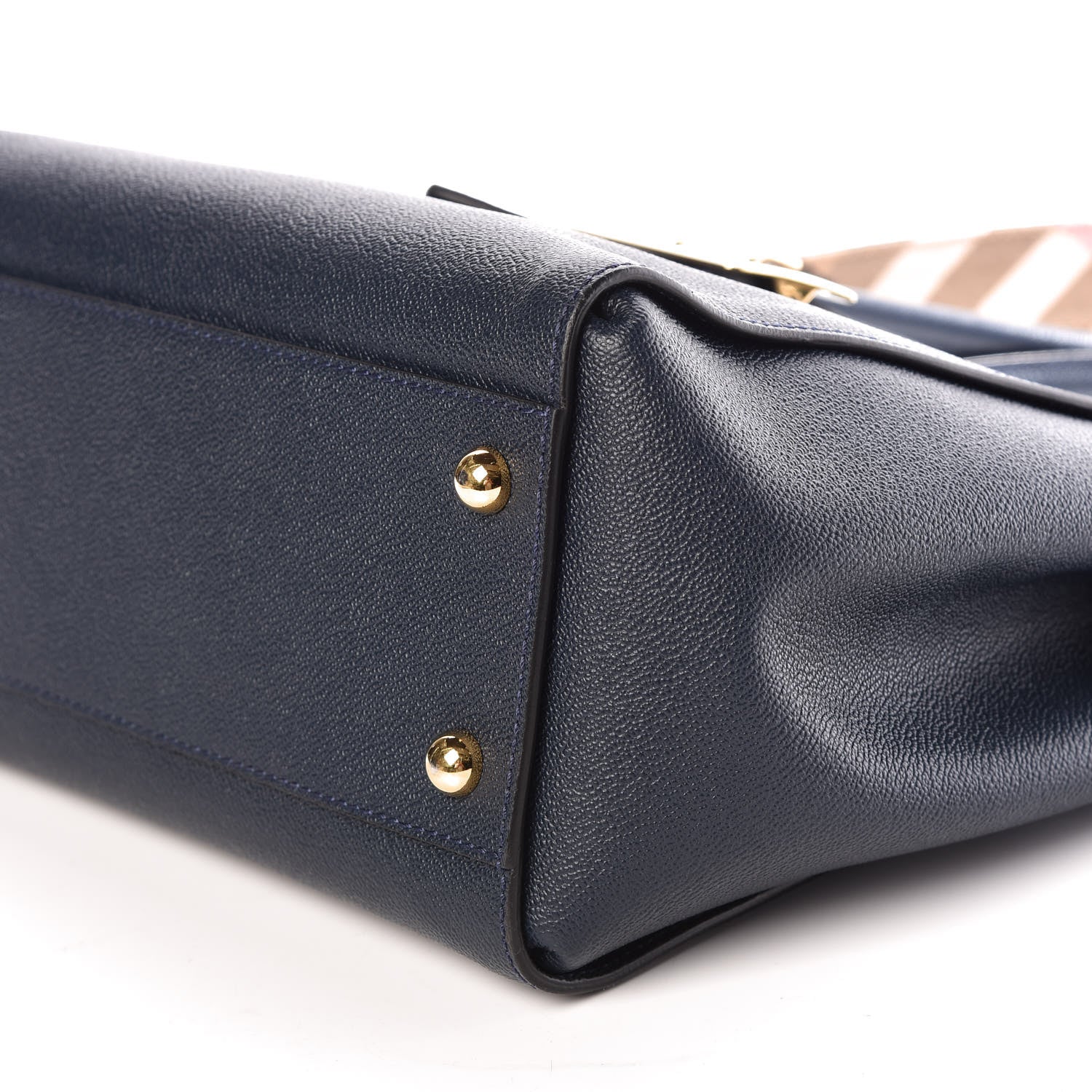 Burberry Soft Grain Calfskin Medium Buckle Tote Blue Carbon 10 of 10