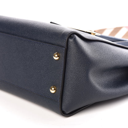 Burberry Soft Grain Calfskin Medium Buckle Tote Blue Carbon 10 of 10