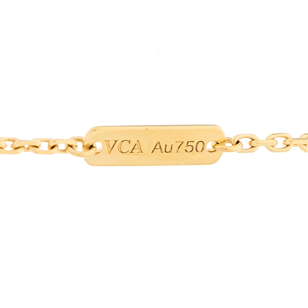 18k Yellow Gold Mother of Pearl Lucky Alhambra Butterfly Pendant Necklace