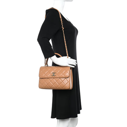 Chanel Lambskin Quilted Small Trendy CC Flap Dual Handle Bag Camel 2 of 12