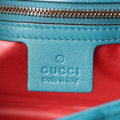 Gucci Velvet Matelasse Small GG Marmont Shoulder Bag Pavone Cyan 6 of 7