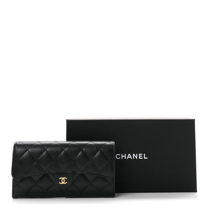 Chanel Caviar Quilted Large Gusset Flap Wallet Black 9 of 9