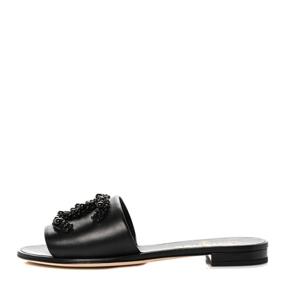 Chanel Lambskin Beaded CC Mules 38 Black 1 of 10