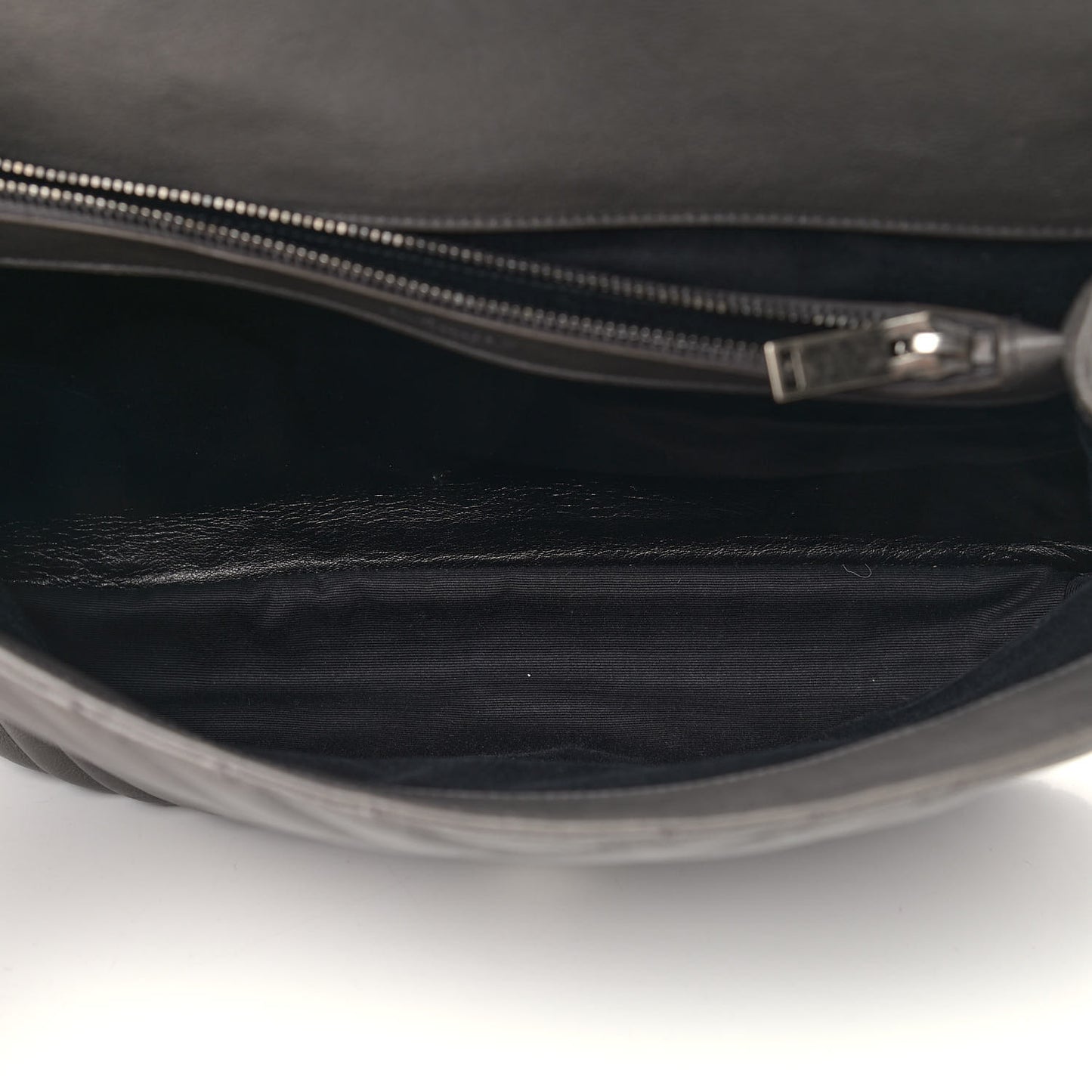 Sheepskin Matelasse Chevron Monogram Large College Satchel Dark Anthracite