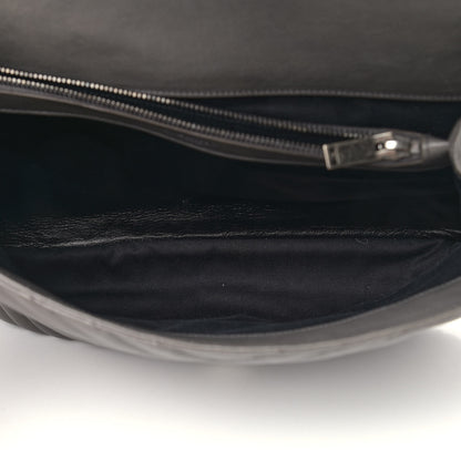 Saint Laurent Sheepskin Matelasse Chevron Monogram Large College Satchel Dark Anthracite 5 of 13