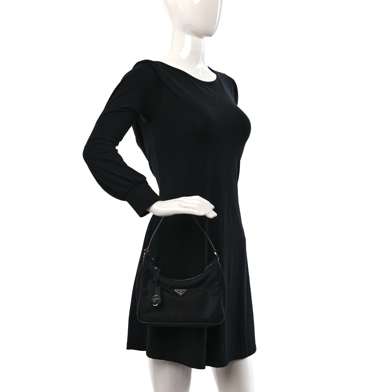 Prada Tessuto Nylon Saffiano Mini Re-Edition 2005 Bag Black 2 of 9