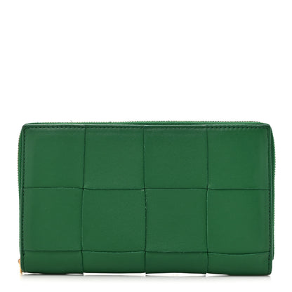 Bottega Veneta Nappa Maxi Intrecciato Zip Around Wallet Racing Green 1 of 9