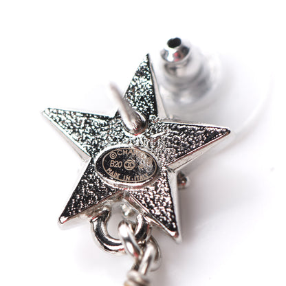 Chanel Crystal Pearl CC Star Drop Earrings Silver 4 of 4