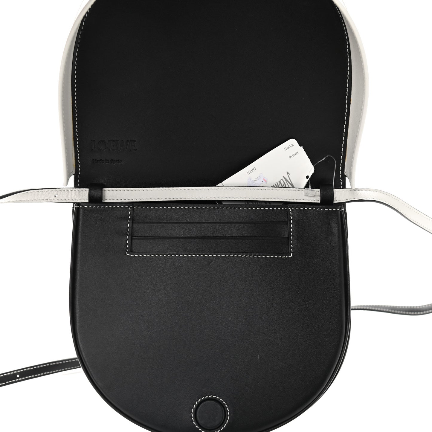 Soft Calfskin Heel Bag Black Soft White