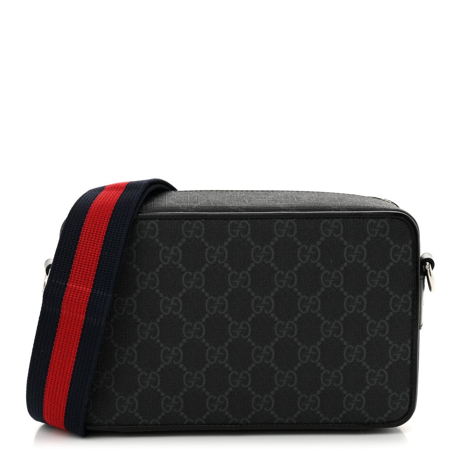 Gucci GG Supreme Monogram Web Small Shoulder Bag Black Grey 1 of 11