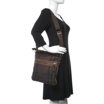 Burberry Overdyed Canvas House Check Flat Crossbody Messenger Bag Dark Brown 2 of 9