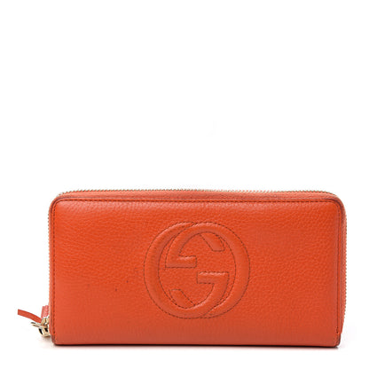 Gucci Pebbled Calfskin Soho Zip Around Wallet Sun Orange 1 of 11