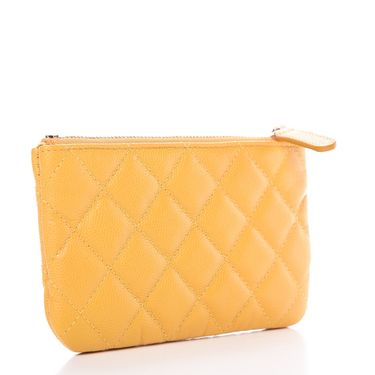 Caviar Quilted Small Cosmetic Case Yellow