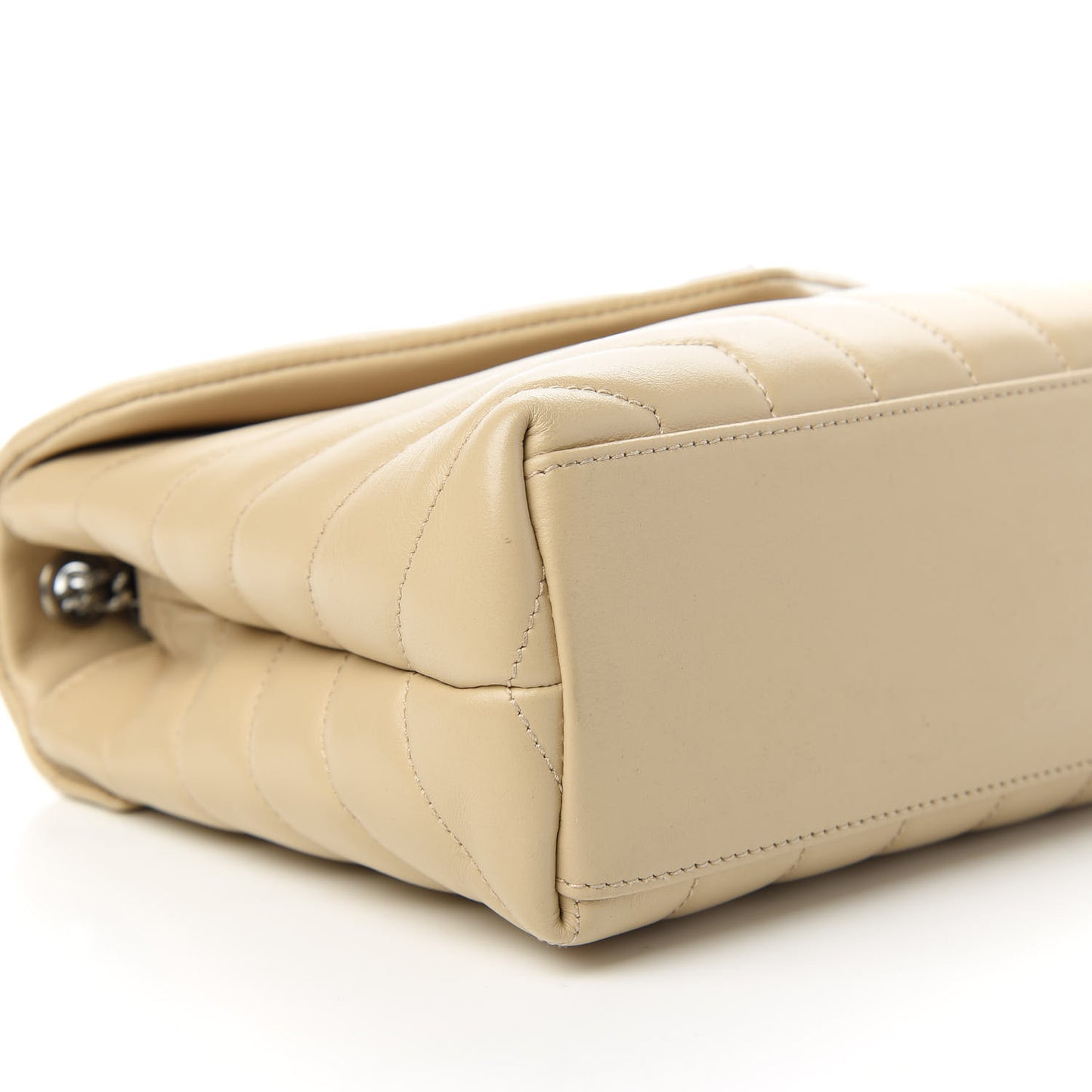 Calfskin Y Quilted Monogram Small Loulou Chain Satchel Nude Powder