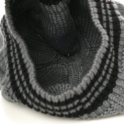Louis Vuitton Wool Cable Knit Crystal LV Columbia Beret Grey 4 of 8