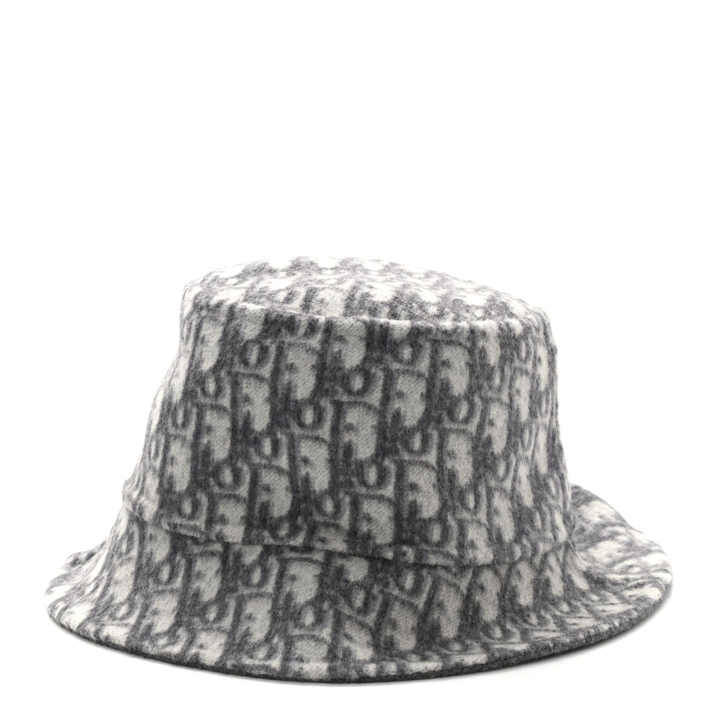 Wool Oblique Jacquard Bucket Hat Grey