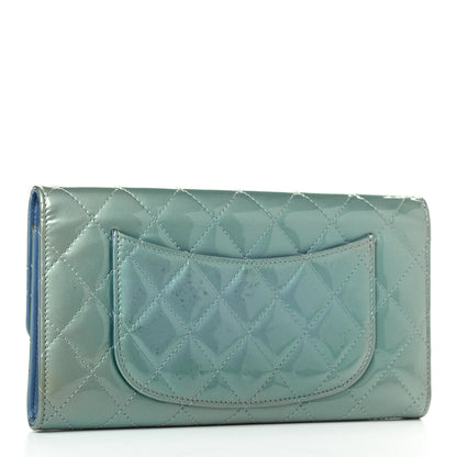 Chanel Patent Calfskin Quilted Flap Clutch Wallet Blue 2 of 4