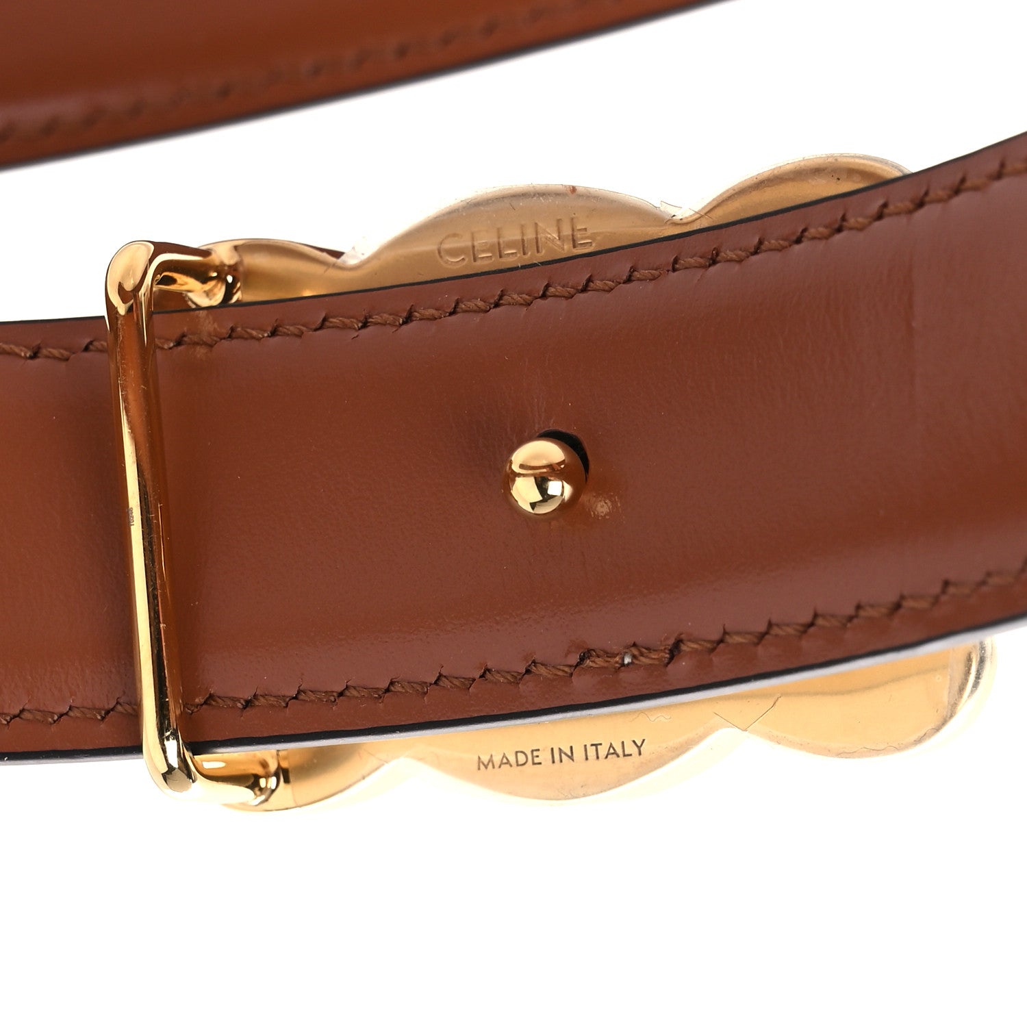 Celine Box Calfskin Crystal Reversible 25mm Triomphe Belt 75 30