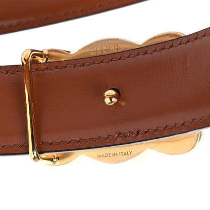 Celine Box Calfskin Crystal Reversible 25mm Triomphe Belt 75 30 Tan Rice 6 of 6