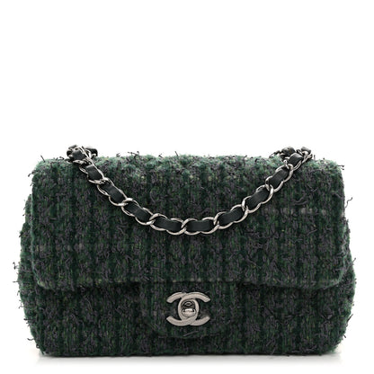 Chanel Wool Tweed Quilted Mini Rectangular Flap Green 1 of 10