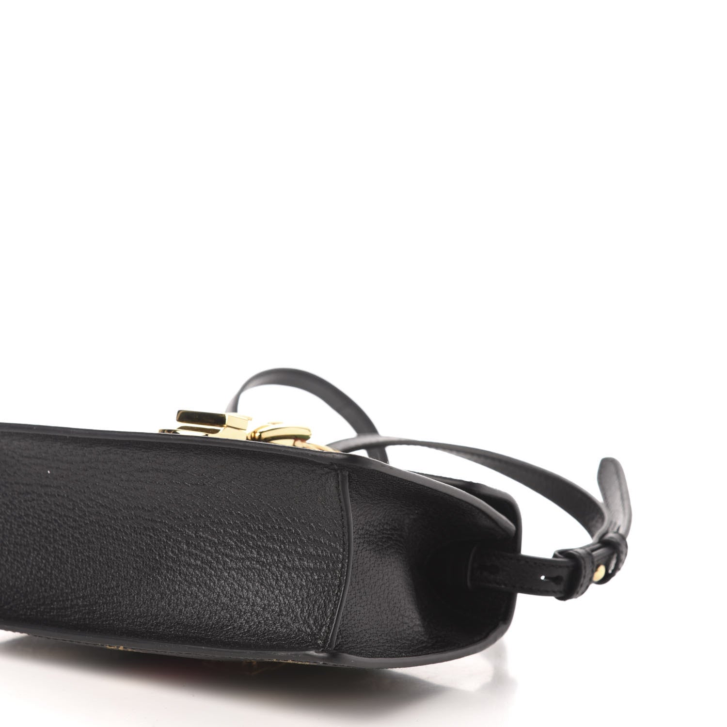Gucci Textured Calfskin Bee Star Print Mini Sylvie Top Handle Bag Black 10 of 11