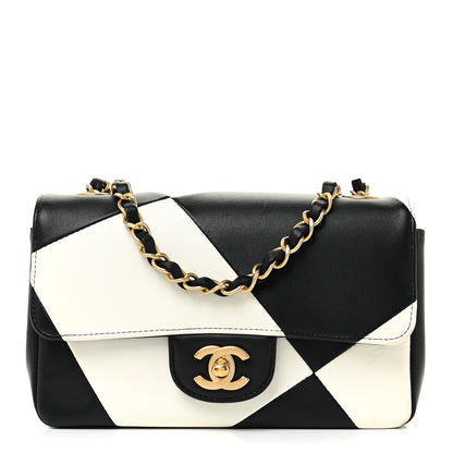 Chanel Lambskin Geometric Patchwork Mini Flap Black White 1 of 17