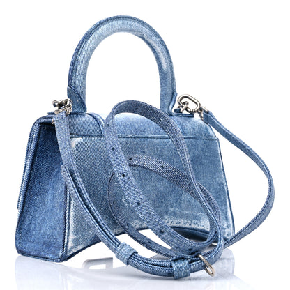 Balenciaga Nappa Denim Printed Hourglass Top Handle Bag XS Denim Blue 2 of 9