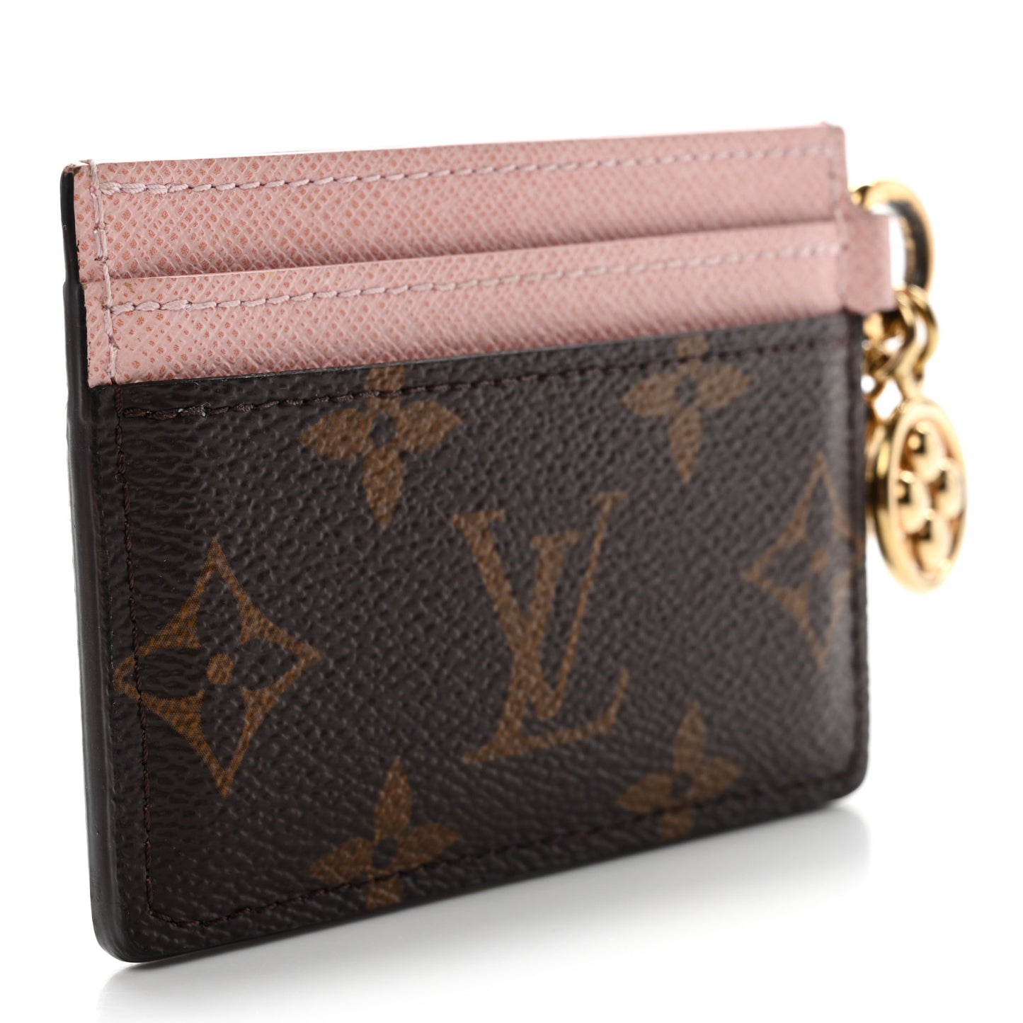 Monogram LV Charms Card Holder Rose Ballerine