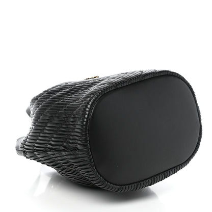 Chanel Iridescent Crumpled Calfskin Coco Pleats Small Drawstring Bag Black 4 of 10