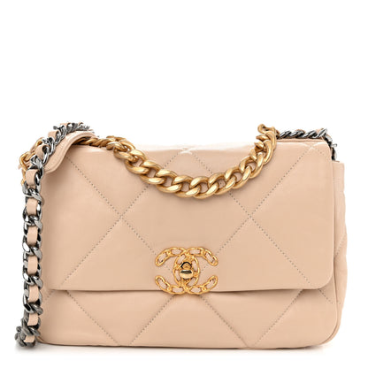 Chanel Lambskin Quilted Medium Chanel 19 Flap Light Beige 1 of 12