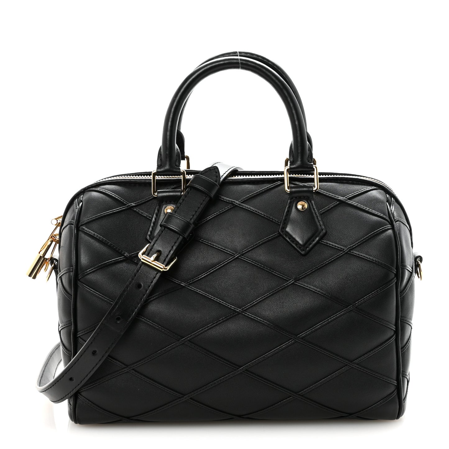 Lambskin Malletage Speedy Bandouliere 25 Black