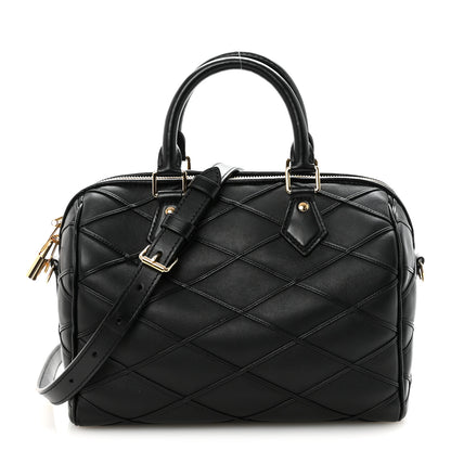 Louis Vuitton Lambskin Malletage Speedy Bandouliere 25 Black 1 of 9