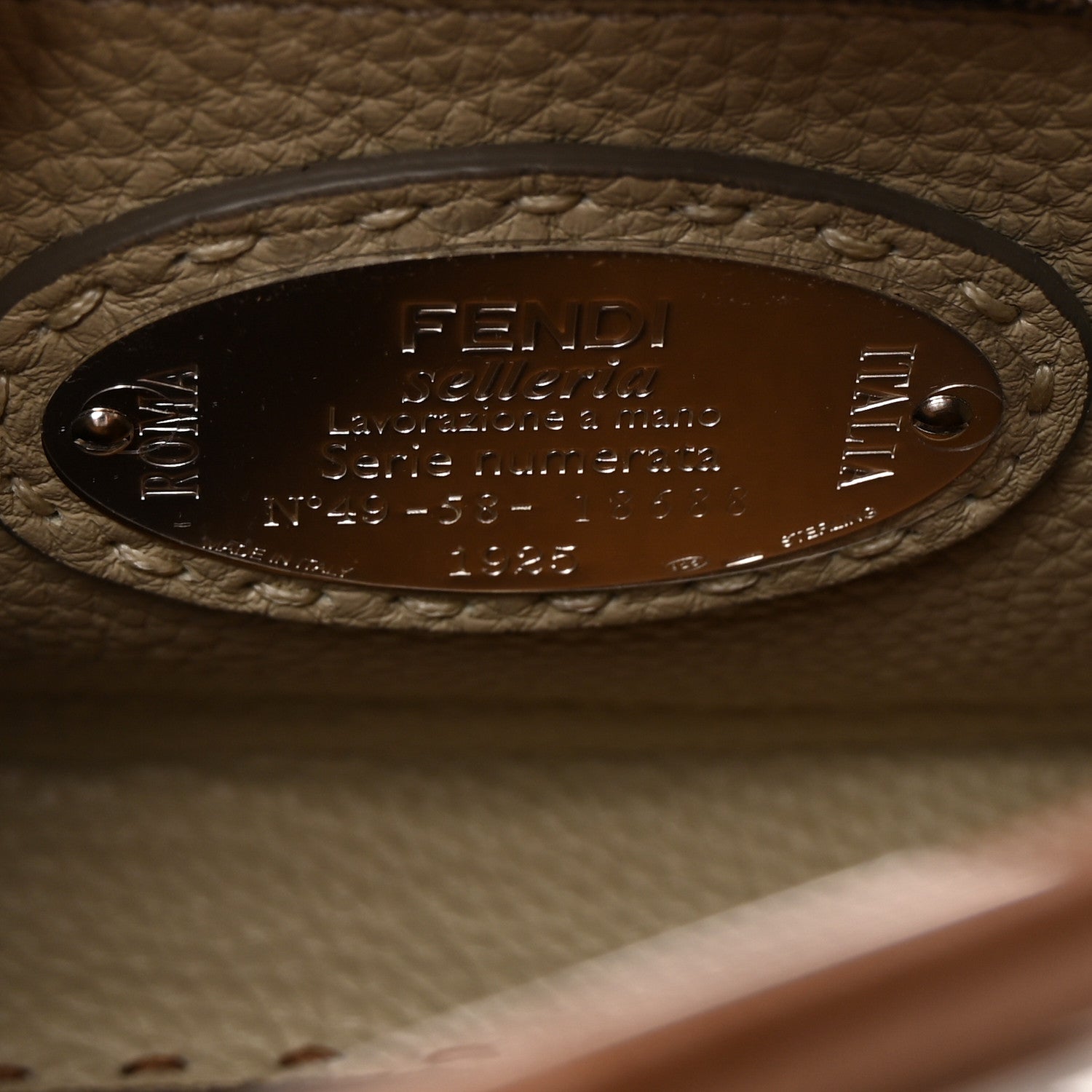 Fendi Cuoio Romano Selleria Bi-Color Mini Peekaboo Iconic Satchel Mou Milk 6 of 9