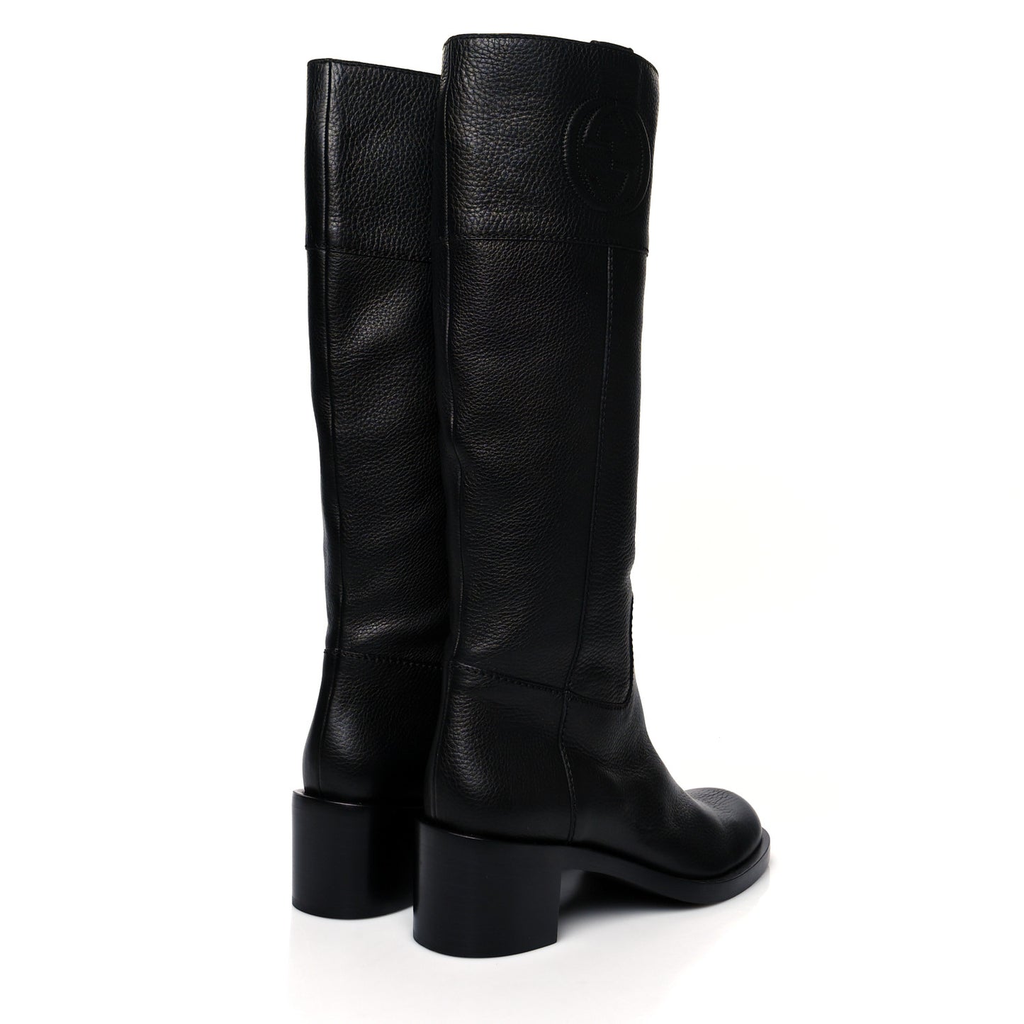 Calfskin Interlocking G Knee High Boots 40 Black