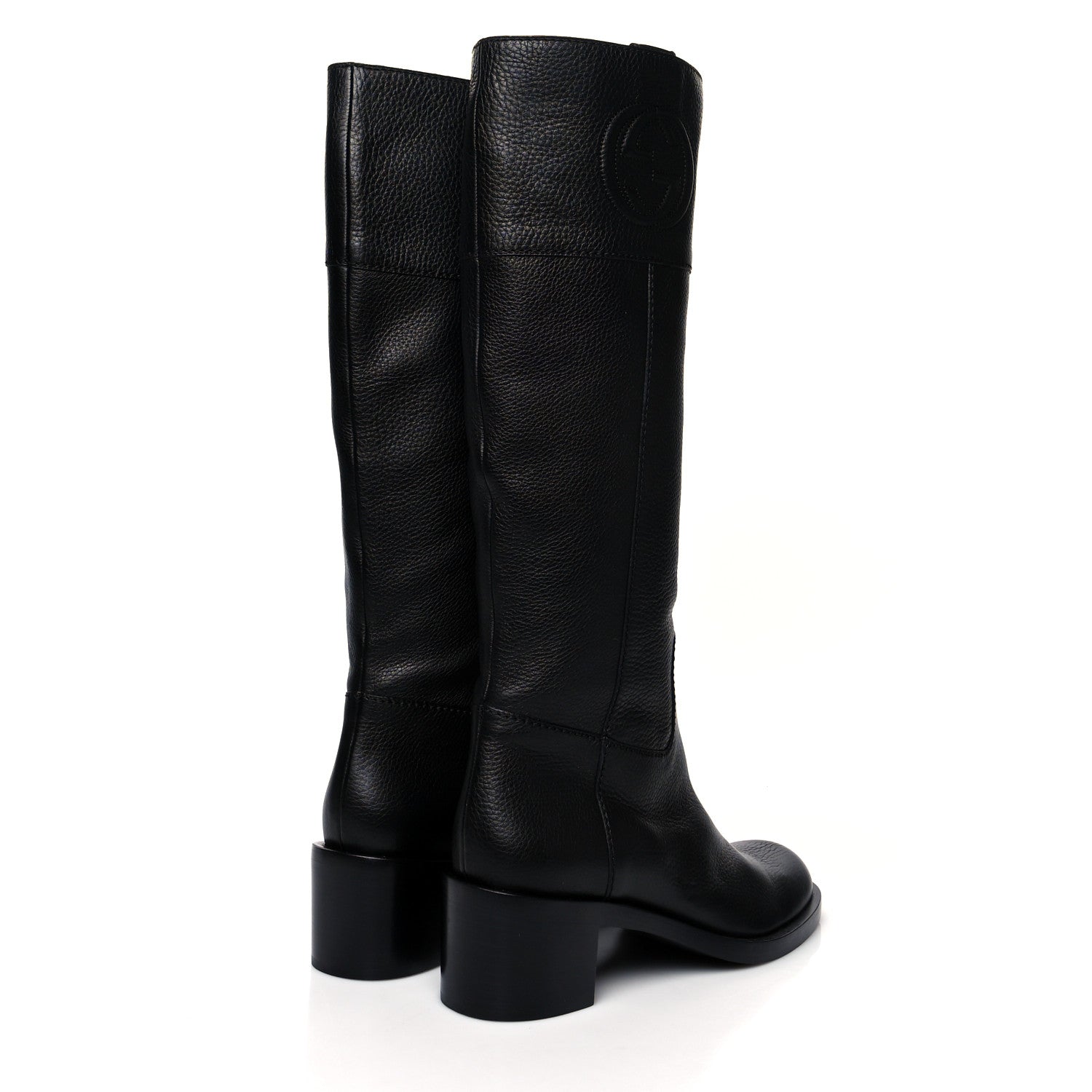 Gucci Calfskin Interlocking G Knee High Boots 40 Black 4 of 7