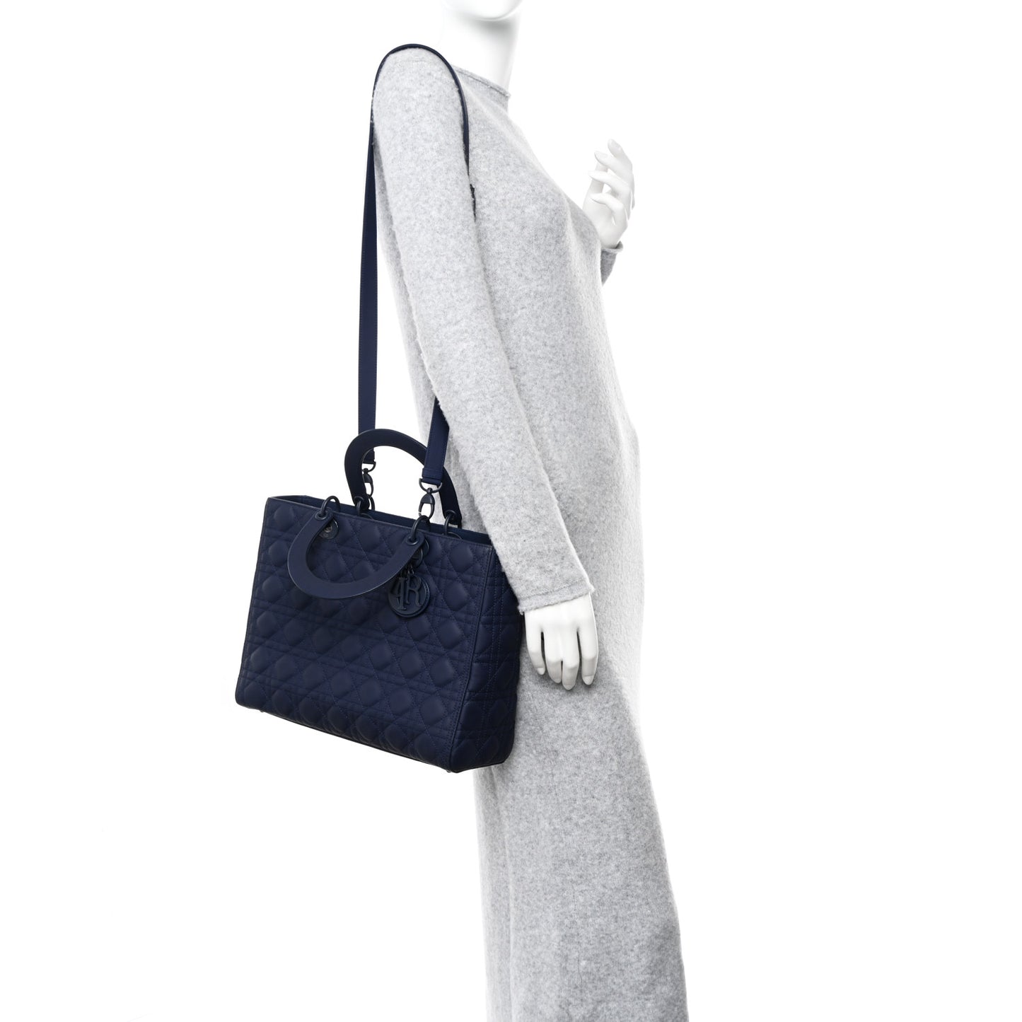 Ultra Matte Calfskin Cannage Large Lady Dior Purple