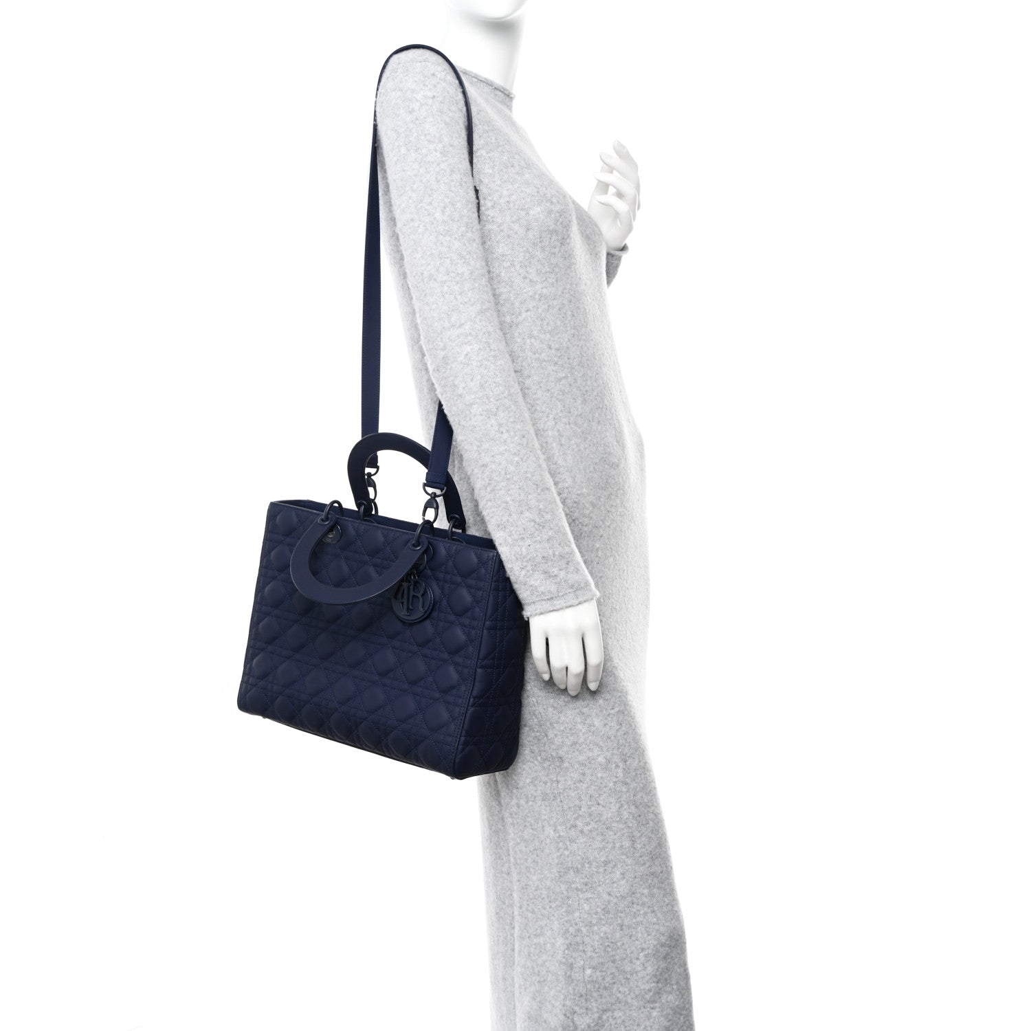 Christian Dior Ultra Matte Calfskin Cannage Large Lady Dior Purple 2 of 10