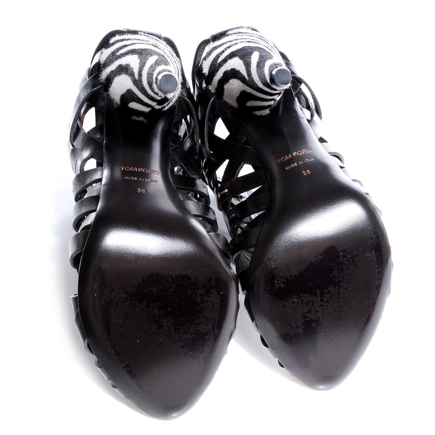 Leather Hand-Stitched Lattice Zebra Booties Dark Brown 38