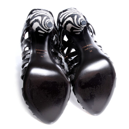 Tom Ford Leather Hand-Stitched Lattice Zebra Booties Dark Brown 38 4 of 6