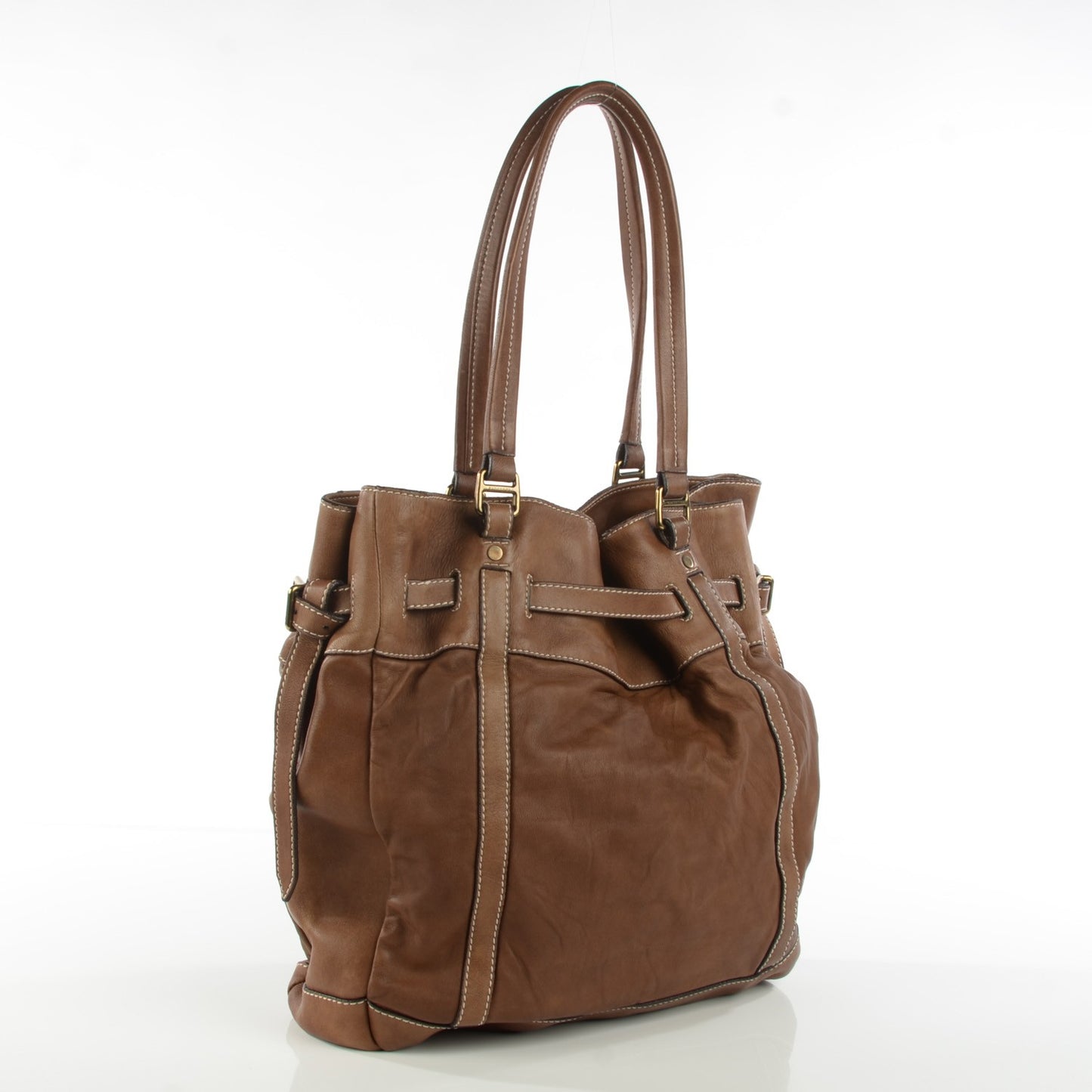 Washed Lambskin Tote Brown