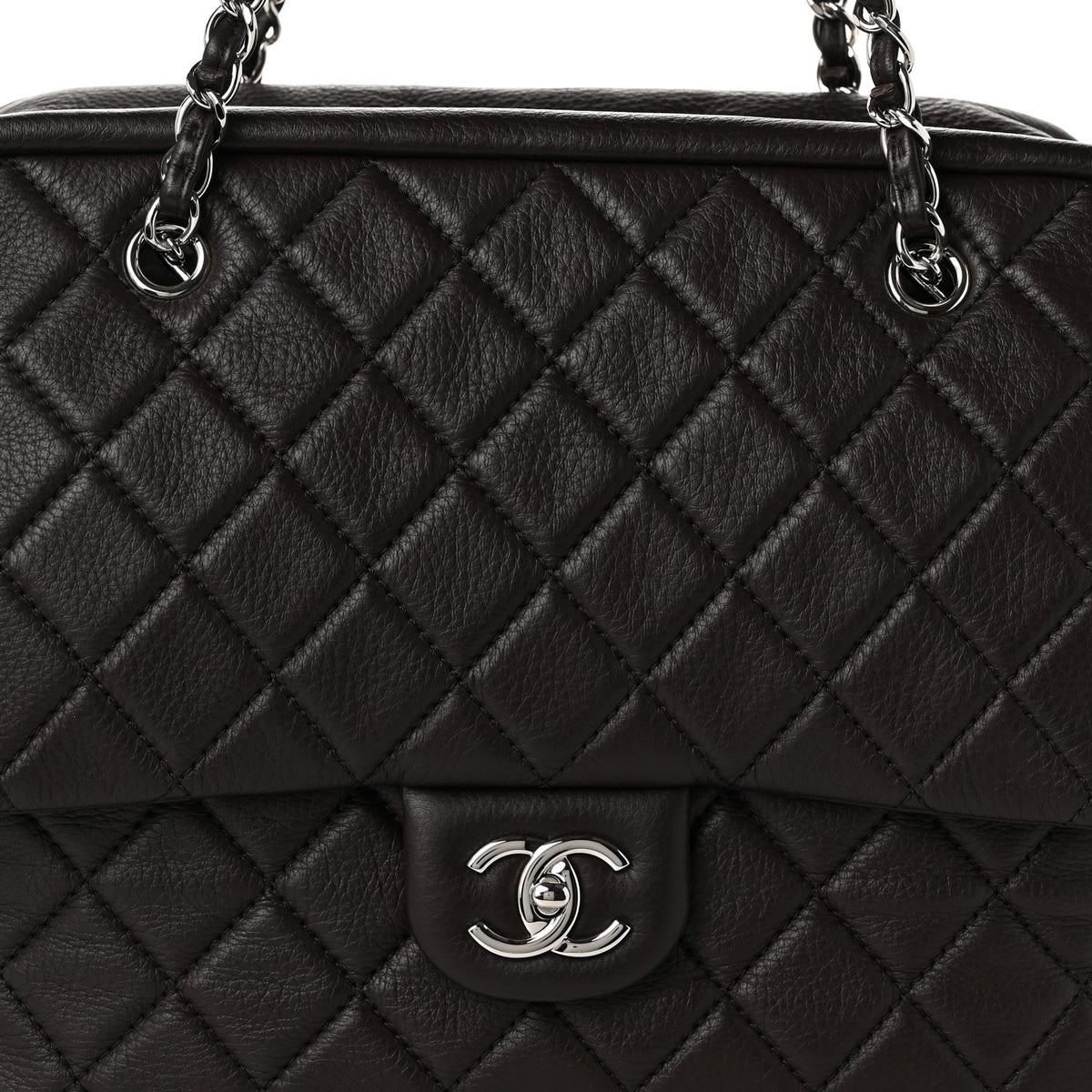 Chanel Lambskin Quilted Travel Flap Tote Dark Brown 8 of 10
