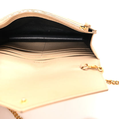 Saint Laurent Grain De Poudre Matelasse Chevron Monogram Envelope Chain Wallet Nude Powder 5 of 12