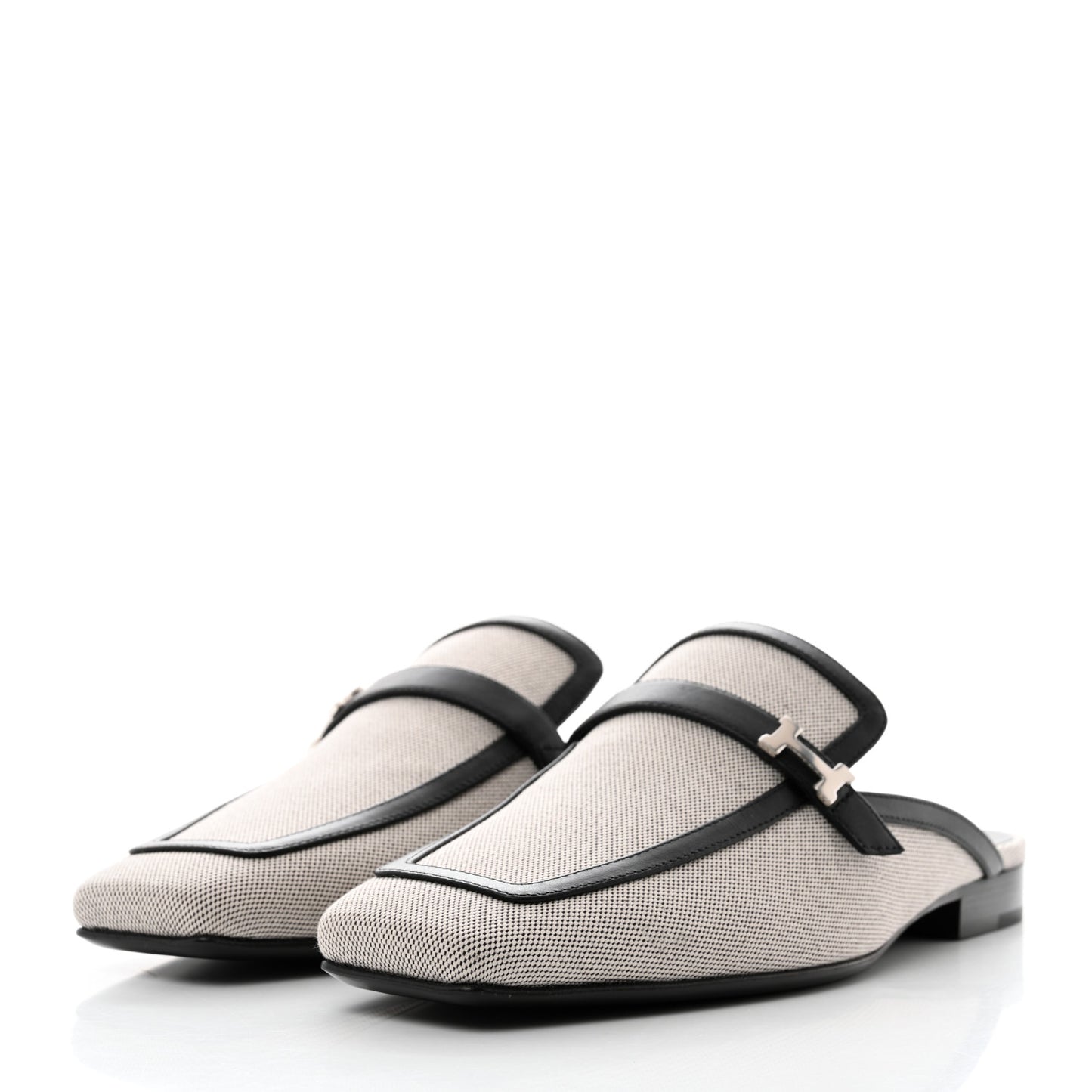 Canvas Calfskin Groupie Mules 36 Prunoir Black