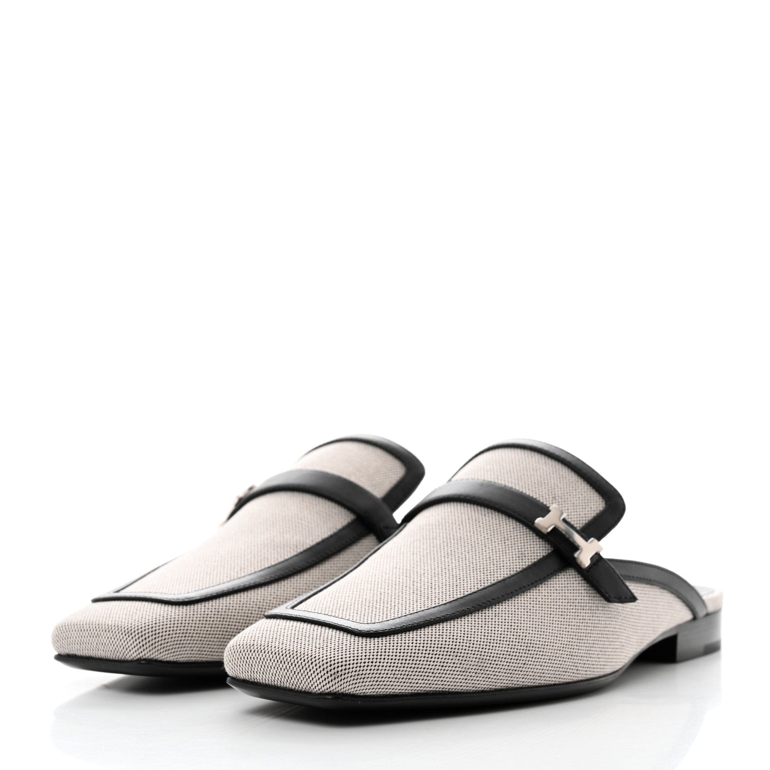 Hermes Canvas Calfskin Groupie Mules 36 Prunoir Black 3 of 9