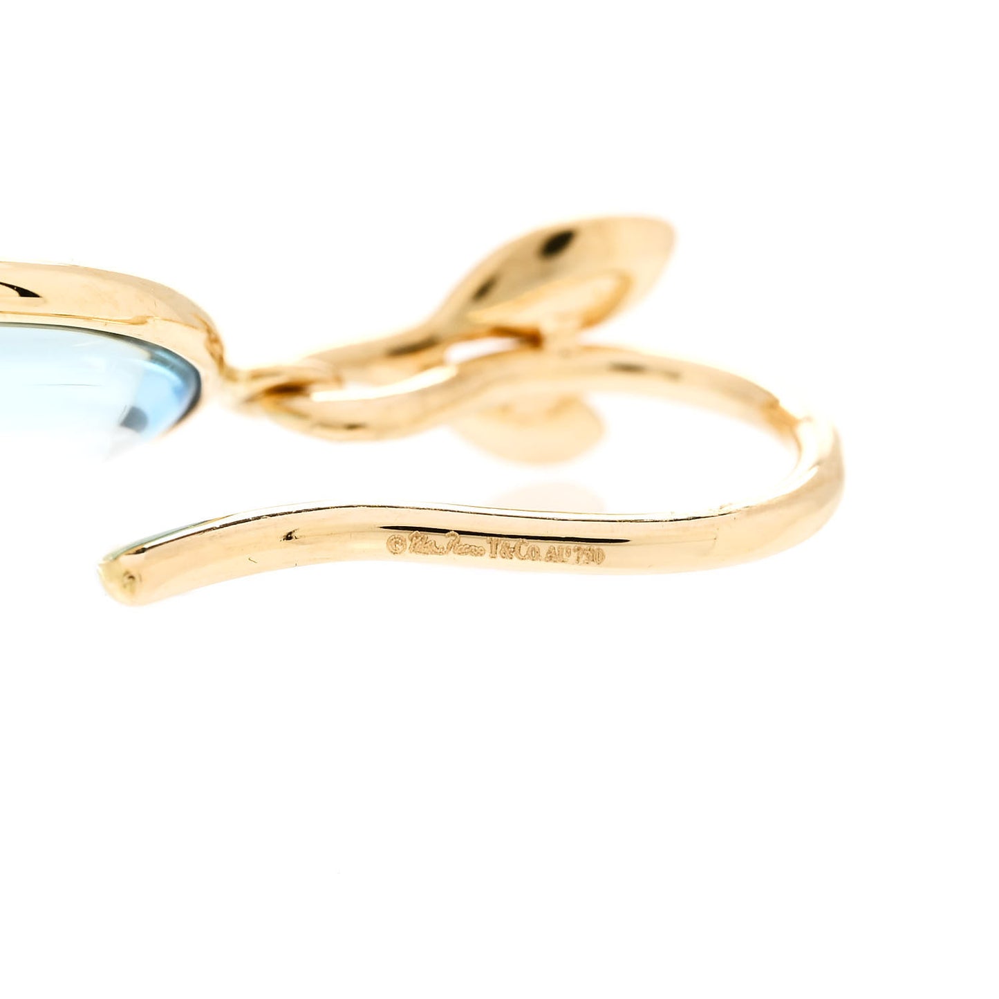 18K Yellow Gold Blue Topaz Paloma Picasso Olive Leaf Drop Earrings