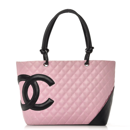 Chanel Calfskin Quilted Large Cambon Tote Pink Black 1 of 10