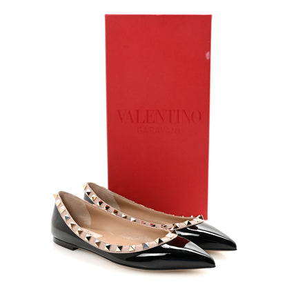 Valentino Garavani Patent Nappa Rockstud Ballerina Flats 35 Black Poudre 10 of 10